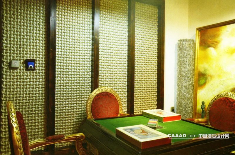 棋牌室欧式椅子桌子麻将桌挂画油画装饰墙壁效果图