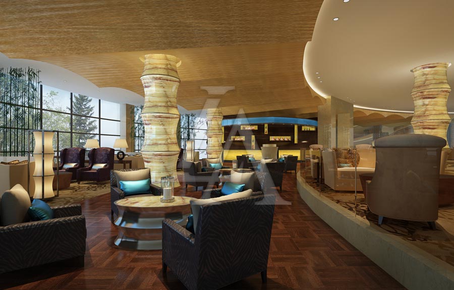 白金五星级酒店设计：泸州巨洋国际大酒店大堂吧设计