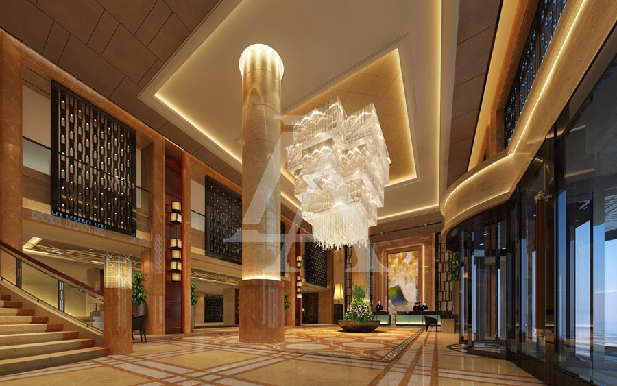 白金五星级酒店设计:南溪巨洋国际大酒店大堂设计